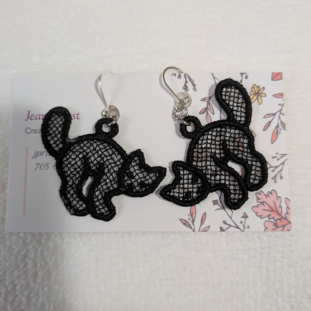 Black Cat Lace Earrings
